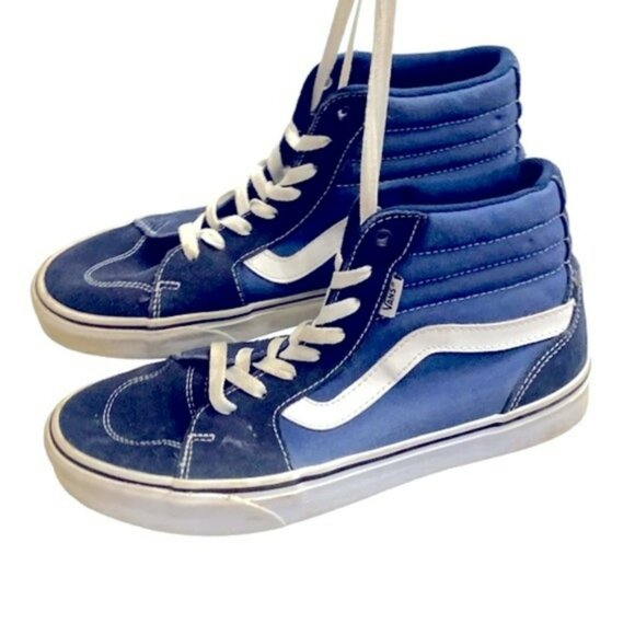Vans Filmore SK8 Hi Top Suede Canvas Navy Blue sneaker skater shoe like new 9.5 - Picture 2 of 12
